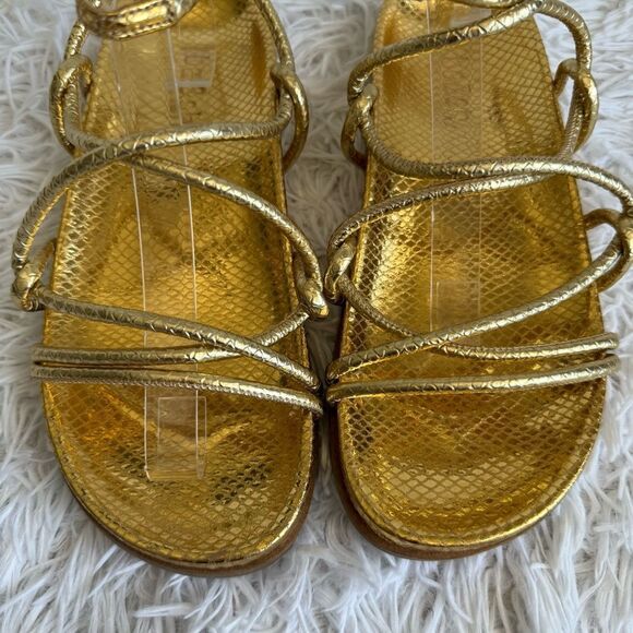 ba&sh Cisco Gold Leather Gladiator Strappy Ankle Sandals Size 37 - Picture 3 of 9